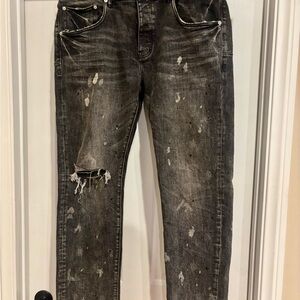 Purple Brand Men's Distressed Gray/Black Jeans - 40x32